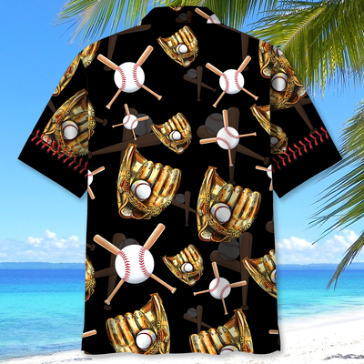 Black Vintage Baseball Gloves Hawaiian Shirt
