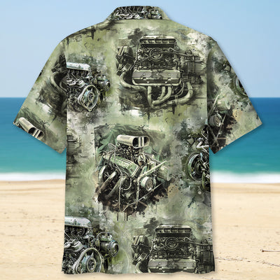 Drag Racing Engine Hawaiian Shirt