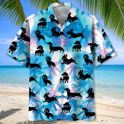 Dachshund Neon Tropical Hawaiian Shirt