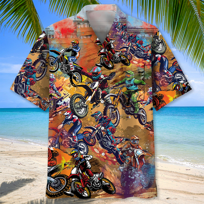 Dirt Bike Vintage Art Pocket Hawaiian Shirt