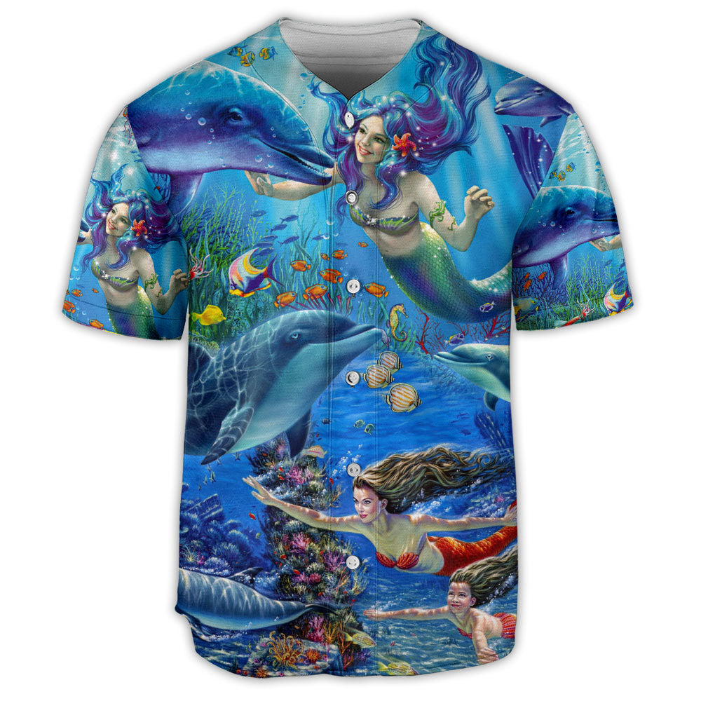 Dolphin Mermaid Love Style Life - Baseball Jersey - Owls Matrix LTD