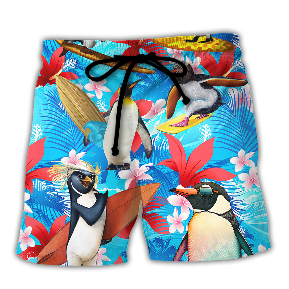 Surfing Funny Penguin Surfing Dad Like A Regular Dad But Cooler Lover Surfing - Beach Short