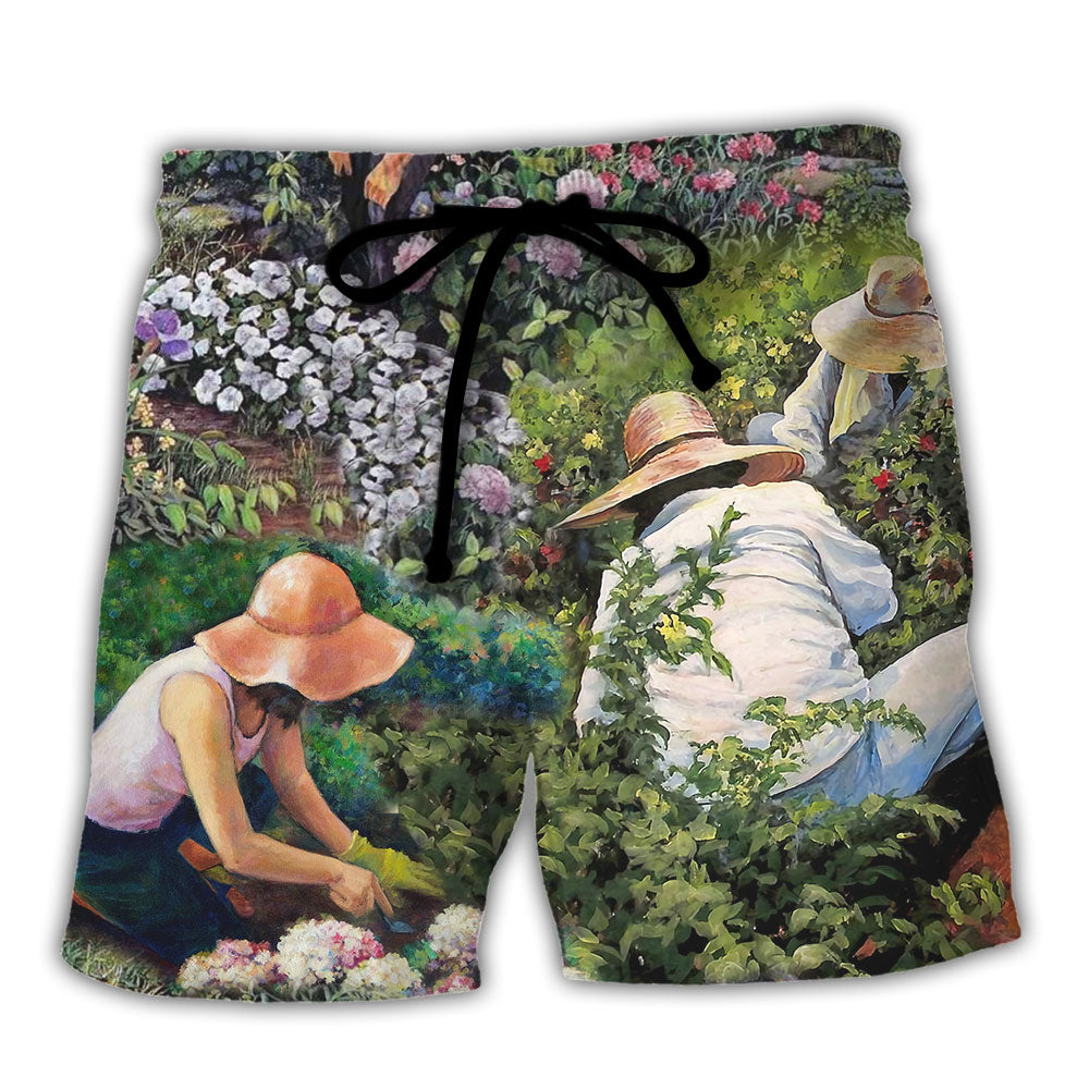 Gardening Plants A Dirty Hoe Is A Happy Hoe Vintage Vibe - Beach Short