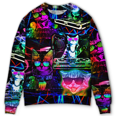 Sweater / S Cat DJ Cool Life - Sweater - Ugly Christmas Sweaters - Owls Matrix LTD