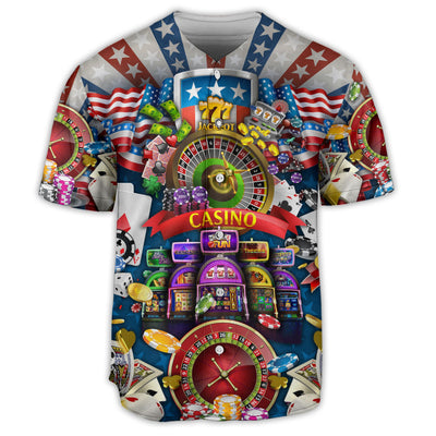 Poker US Flag Casino Lover - Baseball Jersey - Owls Matrix LTD