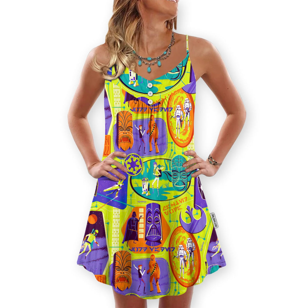 Star Wars Tiki Color - V-neck Sleeveless Cami Dress