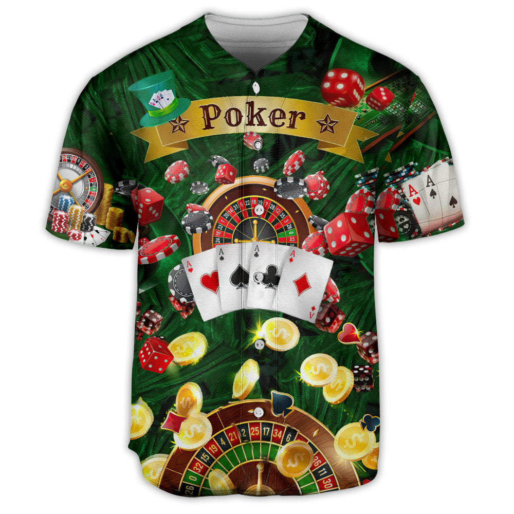 Poker Gambling Born To Play Poker Forced To Work - Baseball Jersey - Owls Matrix LTD