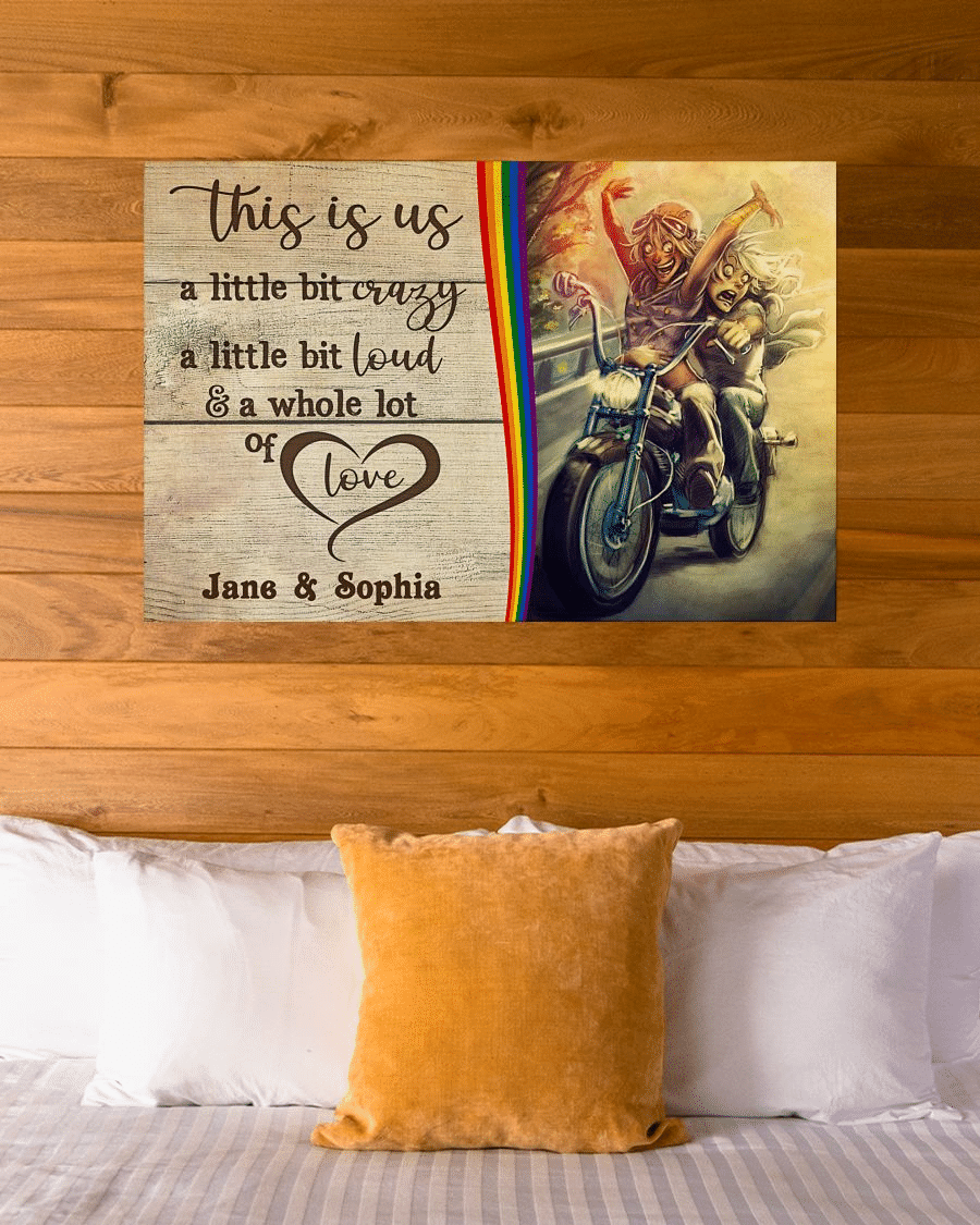 LGBT Lesbian Couple Motorcycle This Is Us Personalized - Horizontal Poster - Owls Matrix LTD