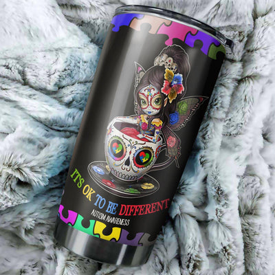 Autism Skull It's OK To Be Different - Tumbler - Owls Matrix LTD