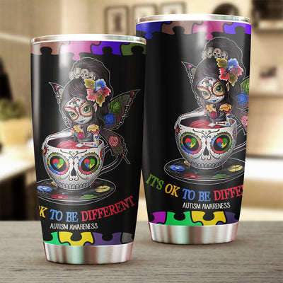 Autism Skull It's OK To Be Different - Tumbler - Owls Matrix LTD