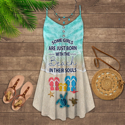 Beach Some Girls Are Just Born In The Beach In Their Souls - Summer Dress - Owls Matrix LTD