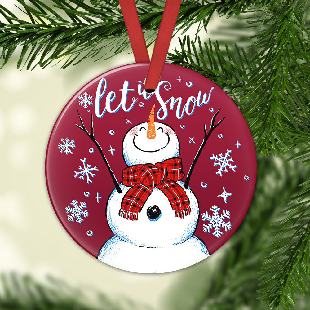 Snowman Let It Snow - Circle Ornament - Owls Matrix LTD