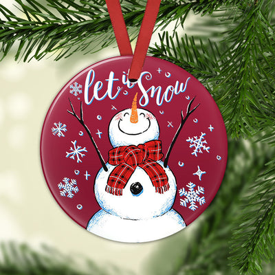 Snowman Let It Snow - Circle Ornament - Owls Matrix LTD