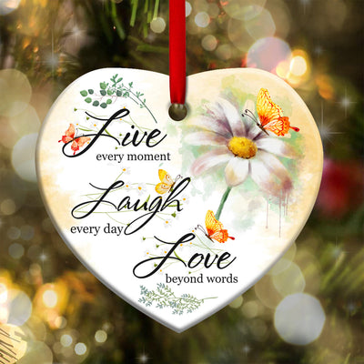Butterfly Live Laugh Love - Heart Ornament - Owls Matrix LTD