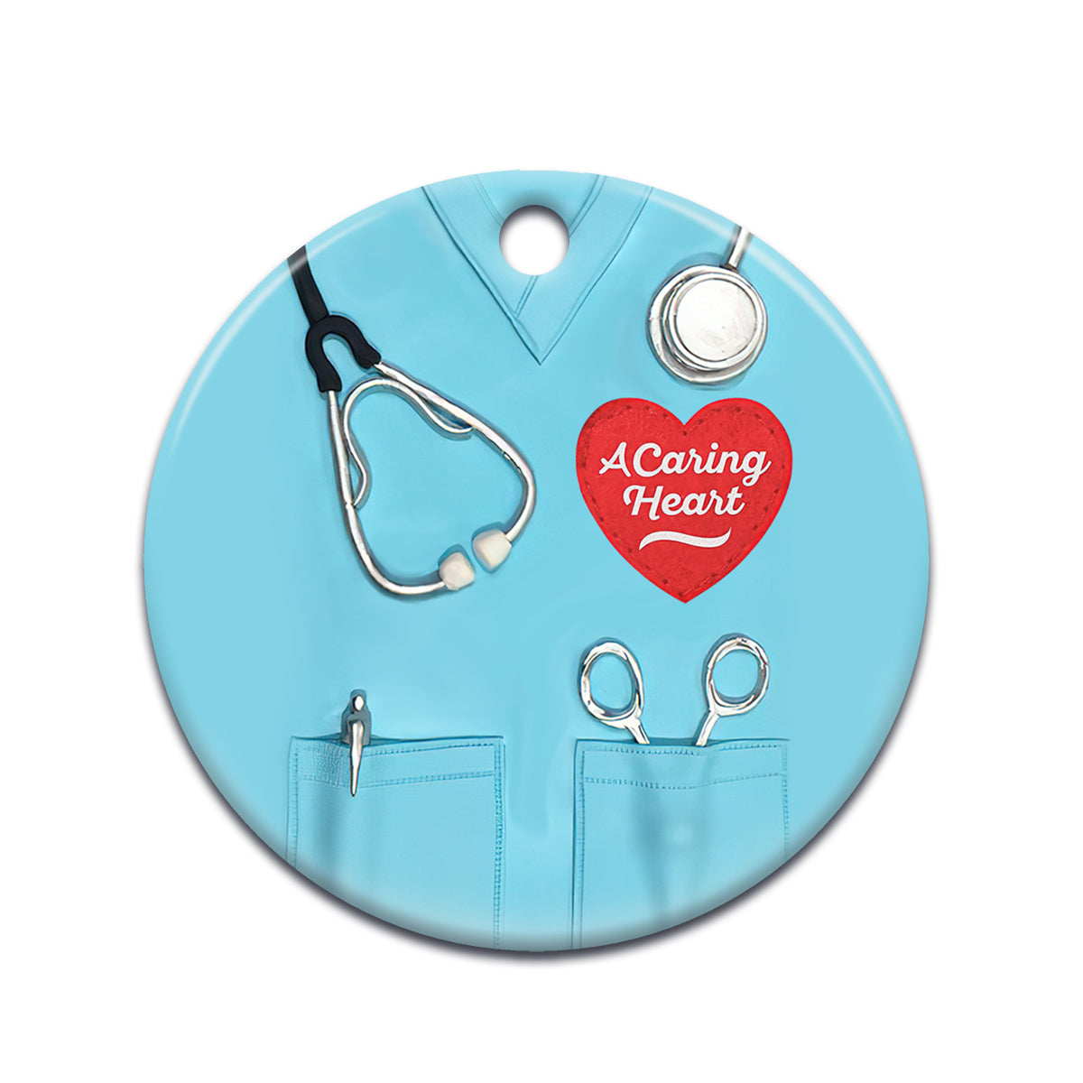 Nurse A Caring Heart - Circle Ornament - Owls Matrix LTD