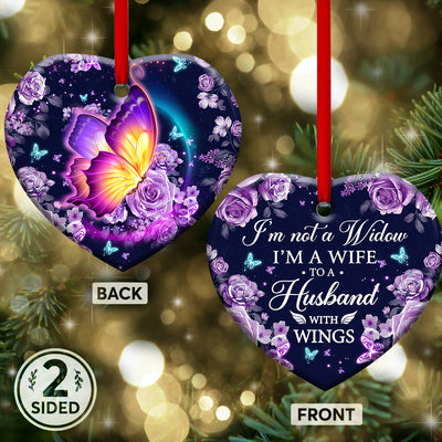Butterfly Lover I'm Not A Window I'm A Wife To A Husband With Wings - Heart Ornament - Owls Matrix LTD