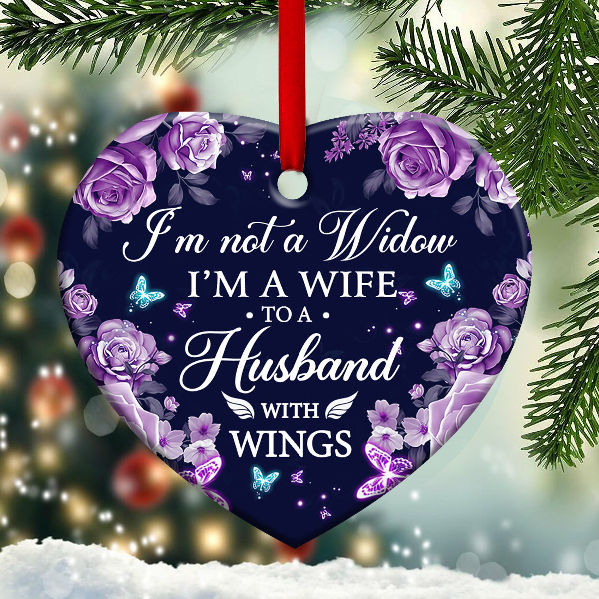 Butterfly Lover I'm Not A Window I'm A Wife To A Husband With Wings - Heart Ornament - Owls Matrix LTD