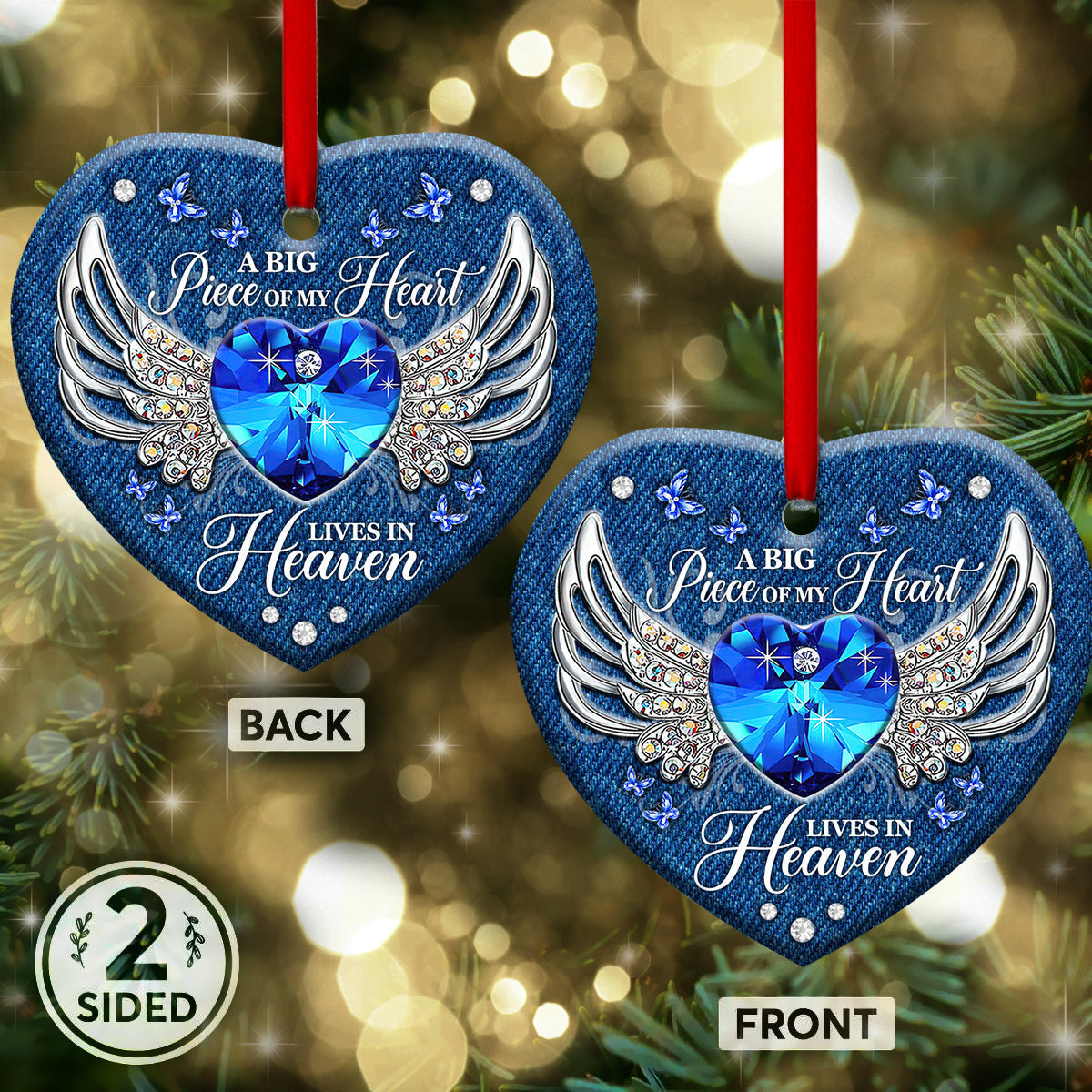 Butterfly Memorial Jewelry Style - Heart Ornament - Owls Matrix LTD