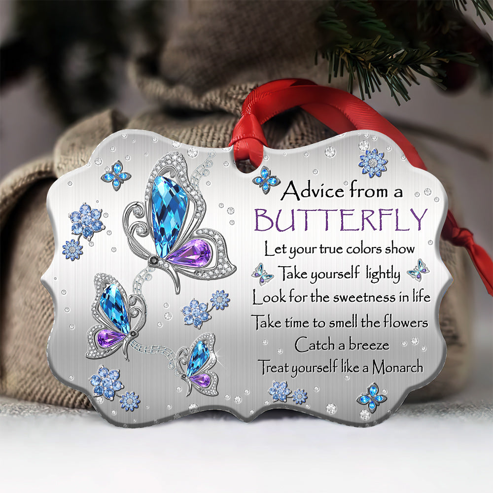 Butterfly Advice Take Time To Smell The Flowers - Horizontal Ornament - Owls Matrix LTD