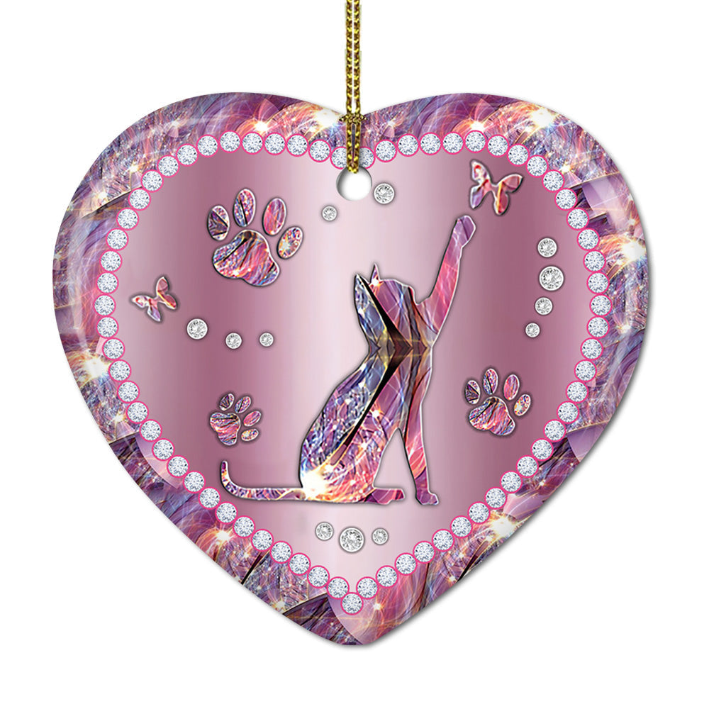 Jewelry Cat For Cat Lovers - Heart Ornament - Owls Matrix LTD