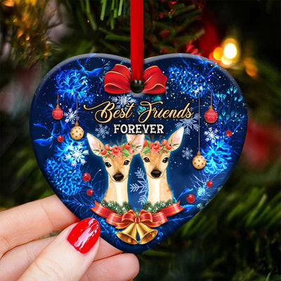 Best Friends Forever Christmas Theme - Heart Ornament - Owls Matrix LTD