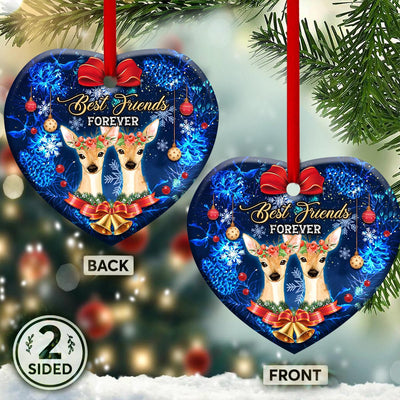 Best Friends Forever Christmas Theme - Heart Ornament - Owls Matrix LTD