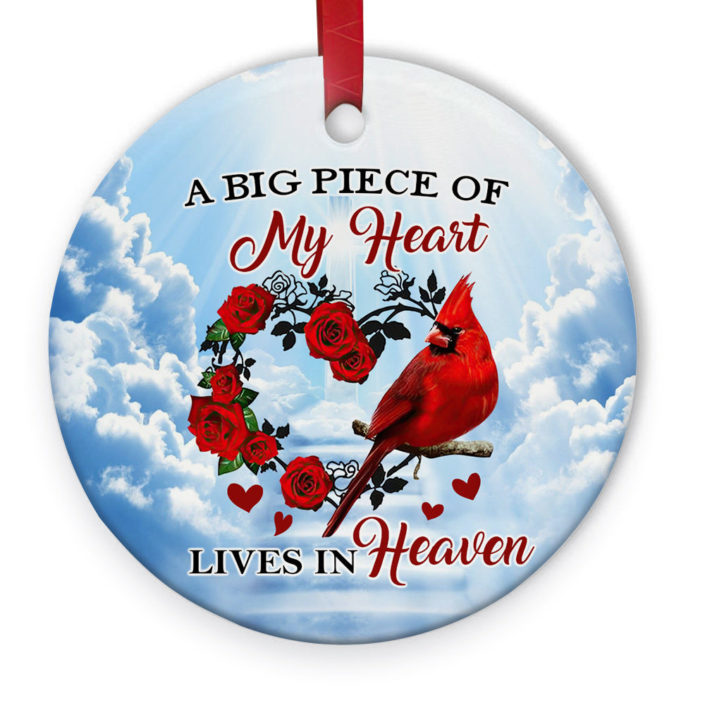 Cardinal Big Piece Of My Heart - Circle Ornament - Owls Matrix LTD