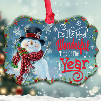 Snowman Wonderful Time Of The Year - Horizontal Ornament - Owls Matrix LTD