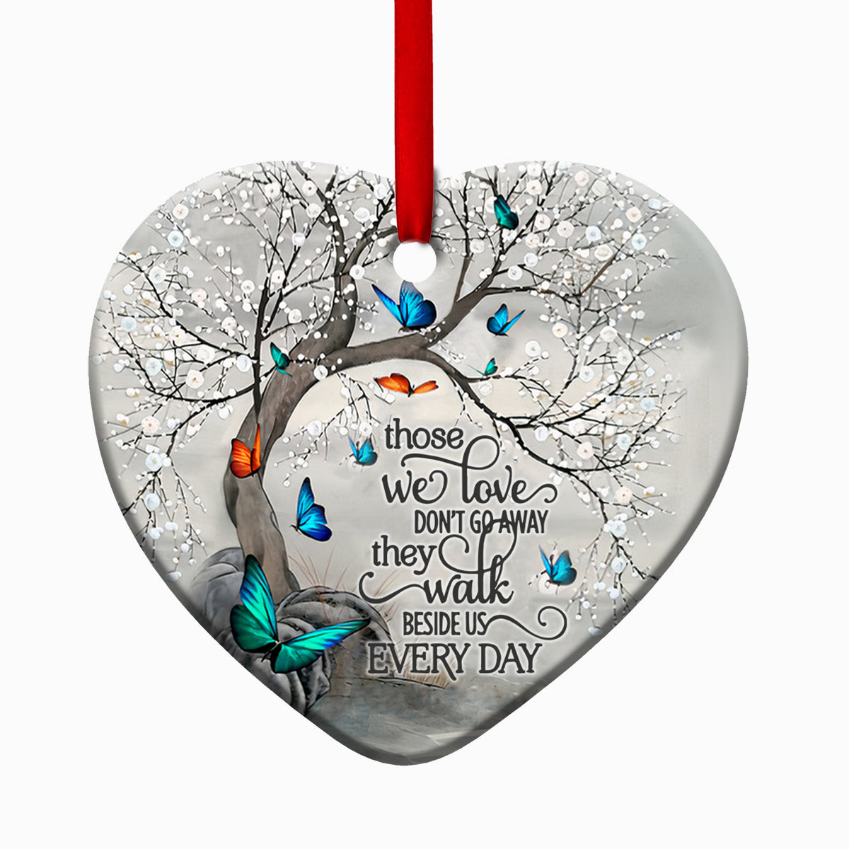 Butterfly Faith Memory Everyday - Heart Ornament - Owls Matrix LTD