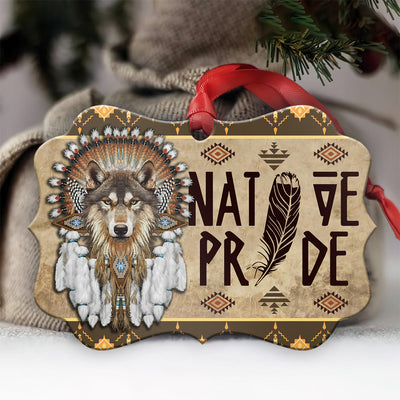 Wolf Native American Pride - Horizontal Ornament - Owls Matrix LTD