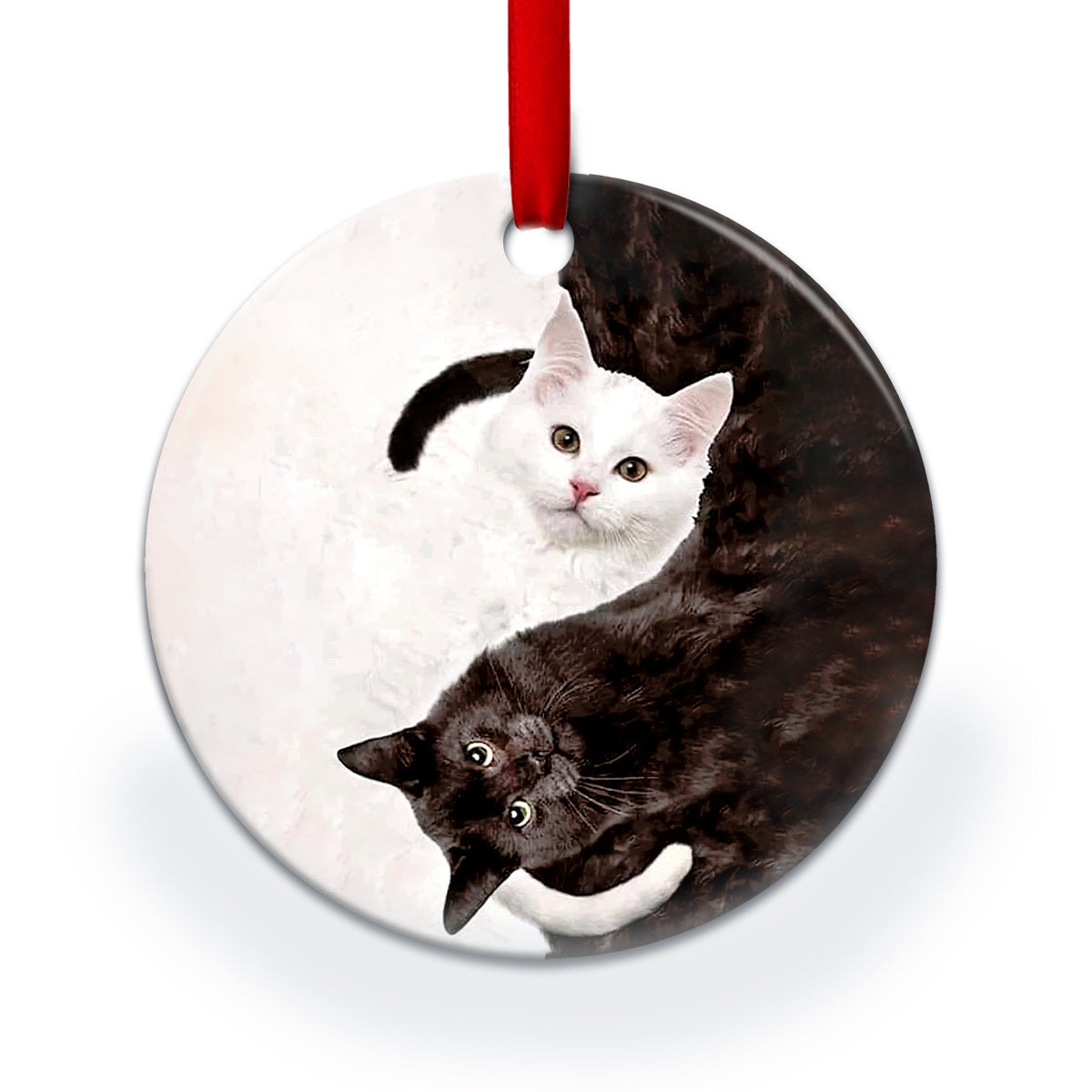 Cat Yin Yang Style - Circle Ornament - Owls Matrix LTD