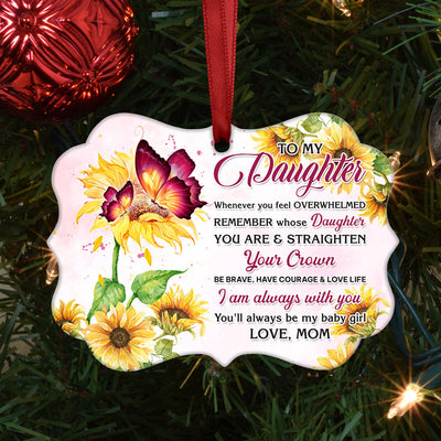 Butterfly Sunflower To My Daughter - Horizontal Ornament - Owls Matrix LTD