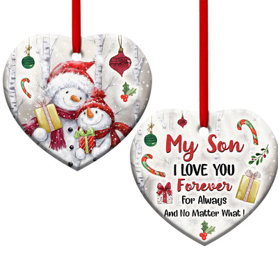 Pack 1 Snowman My Son I Love You Forever - Heart Ornament - Owls Matrix LTD