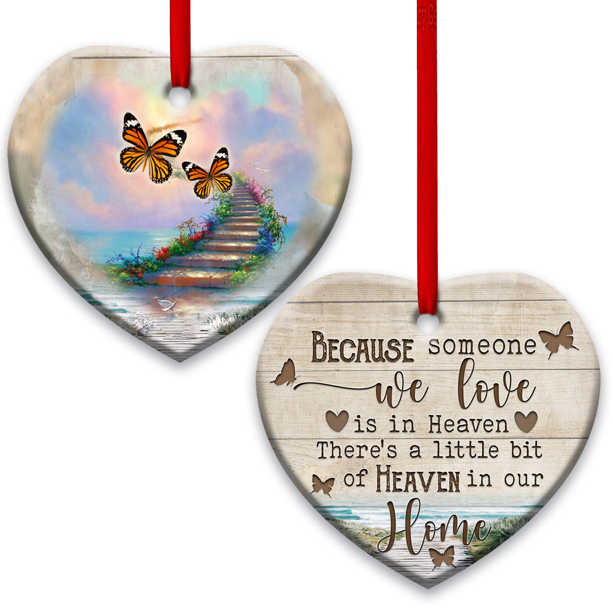 Butterfly Faith Someone We Love In Heaven - Heart Ornament - Owls Matrix LTD