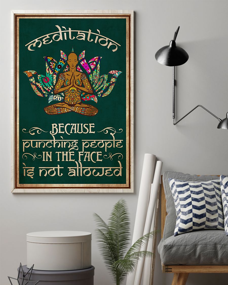 Yoga Meditation Because Pundching People In The Face - Vertical Poster - Owls Matrix LTD