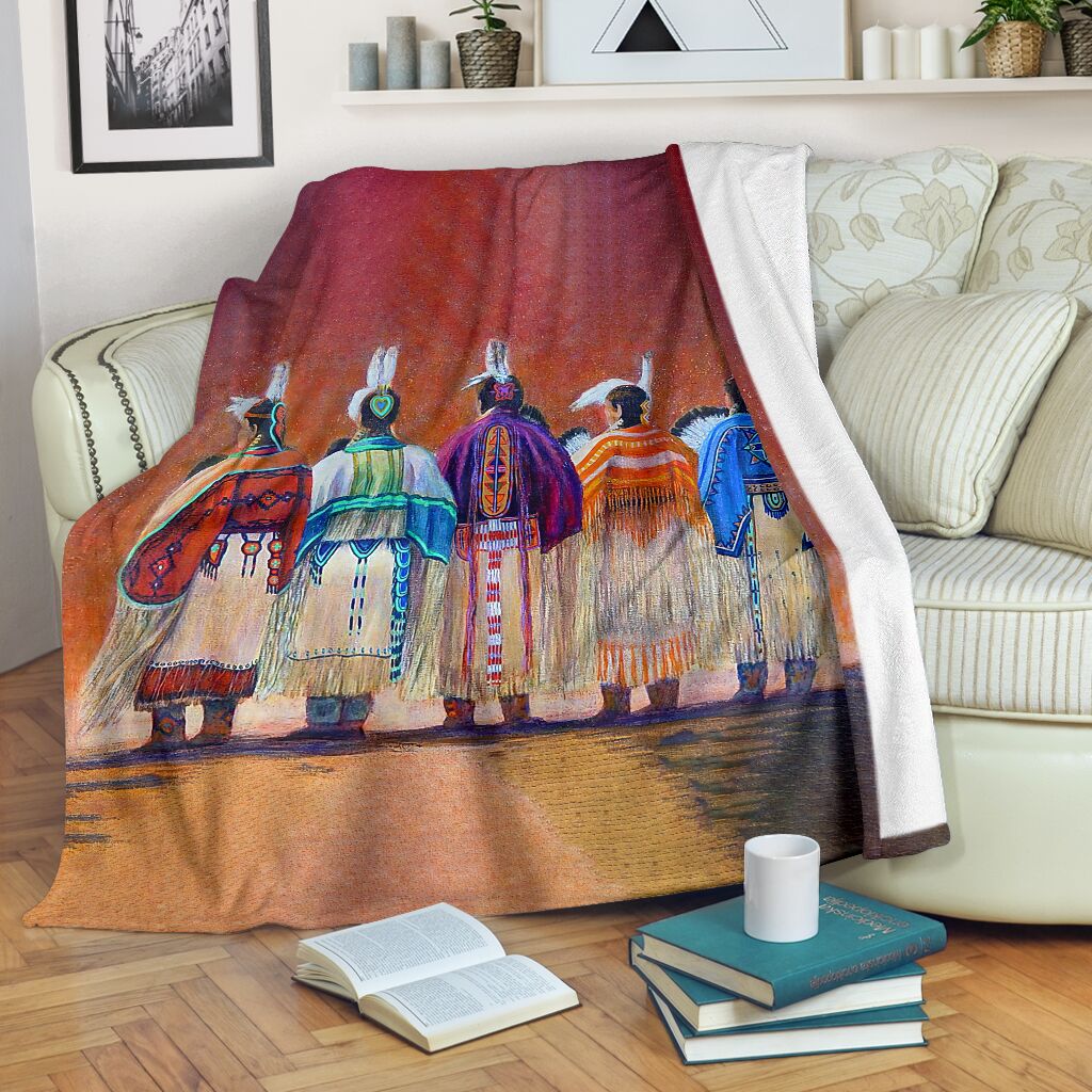 Native American American Indian Simple - Flannel Blanket - Owls Matrix LTD