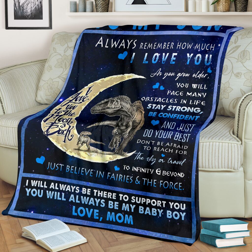 Dinosaur To My Son I Love You - Flannel Blanket - Owls Matrix LTD