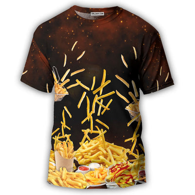 S Food French Fries Fast Food Delicious - Round Neck T-shirt - Owls Matrix LTD