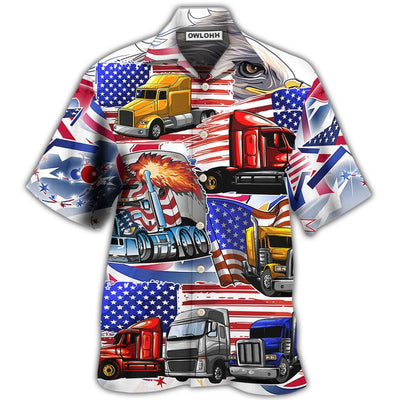 Hawaiian Shirt / Adults / S Truck USA Flag Independence Day - Hawaiian Shirt - Owls Matrix LTD