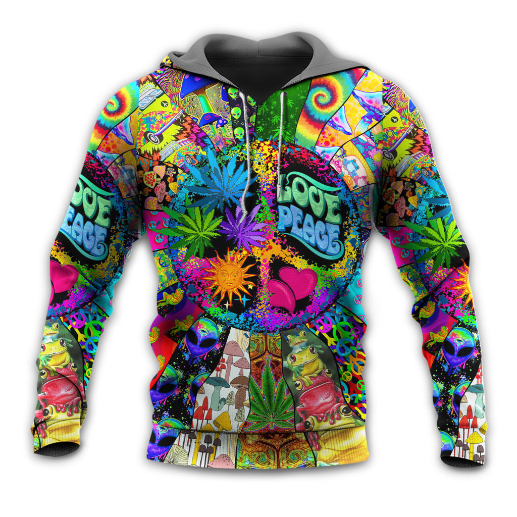 Unisex Hoodie / S Hippie Alien Frogs Love Peace - Hoodie - Owls Matrix LTD