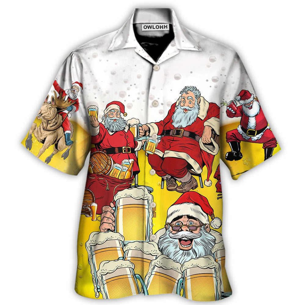 Hawaiian Shirt / Adults / S Christmas Santa I Want More Beer - Hawaiian Shirt - Owls Matrix LTD