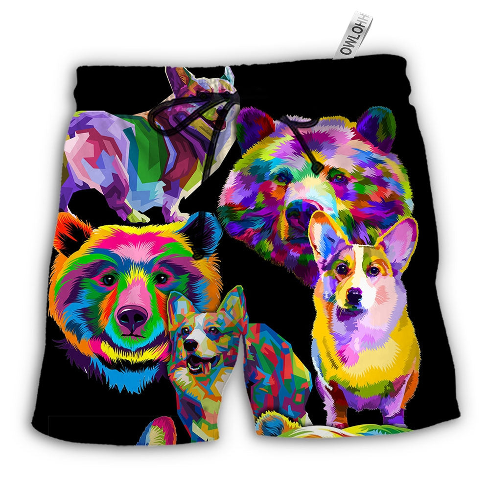 Beach Short / Adults / S Corgi Dog I Like Dogs And Bears - Beach Short - Owls Matrix LTD