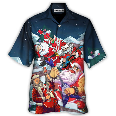 Hawaiian Shirt / Adults / S Christmas Santa With Electric Guitar - Hawaiian Shirt - Owls Matrix LTD