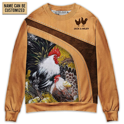 Sweater / S Chicken An Old Rooster And His Cute Chick Personalized - Sweater - Ugly Christmas Sweaters - Owls Matrix LTD