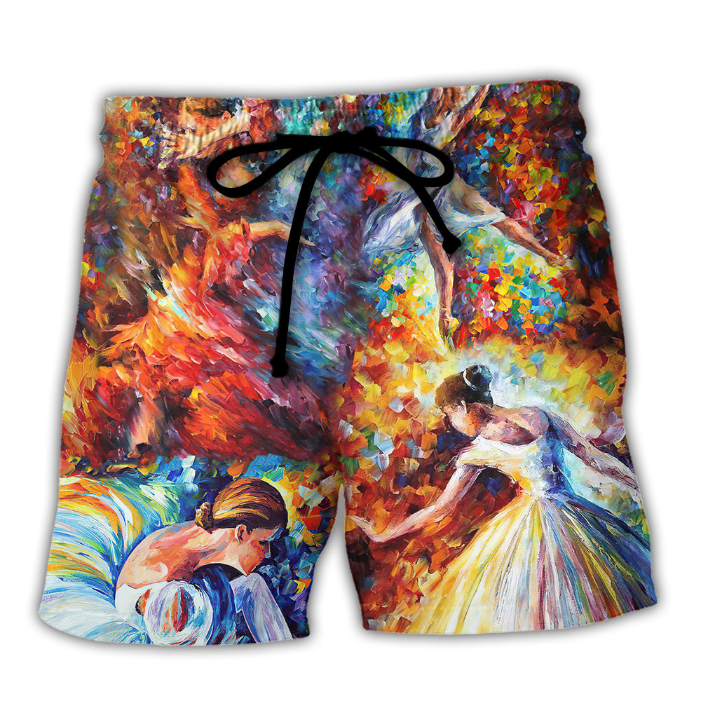 Ballet Colorful Lovely Day - Beach Short - Owls Matrix LTD