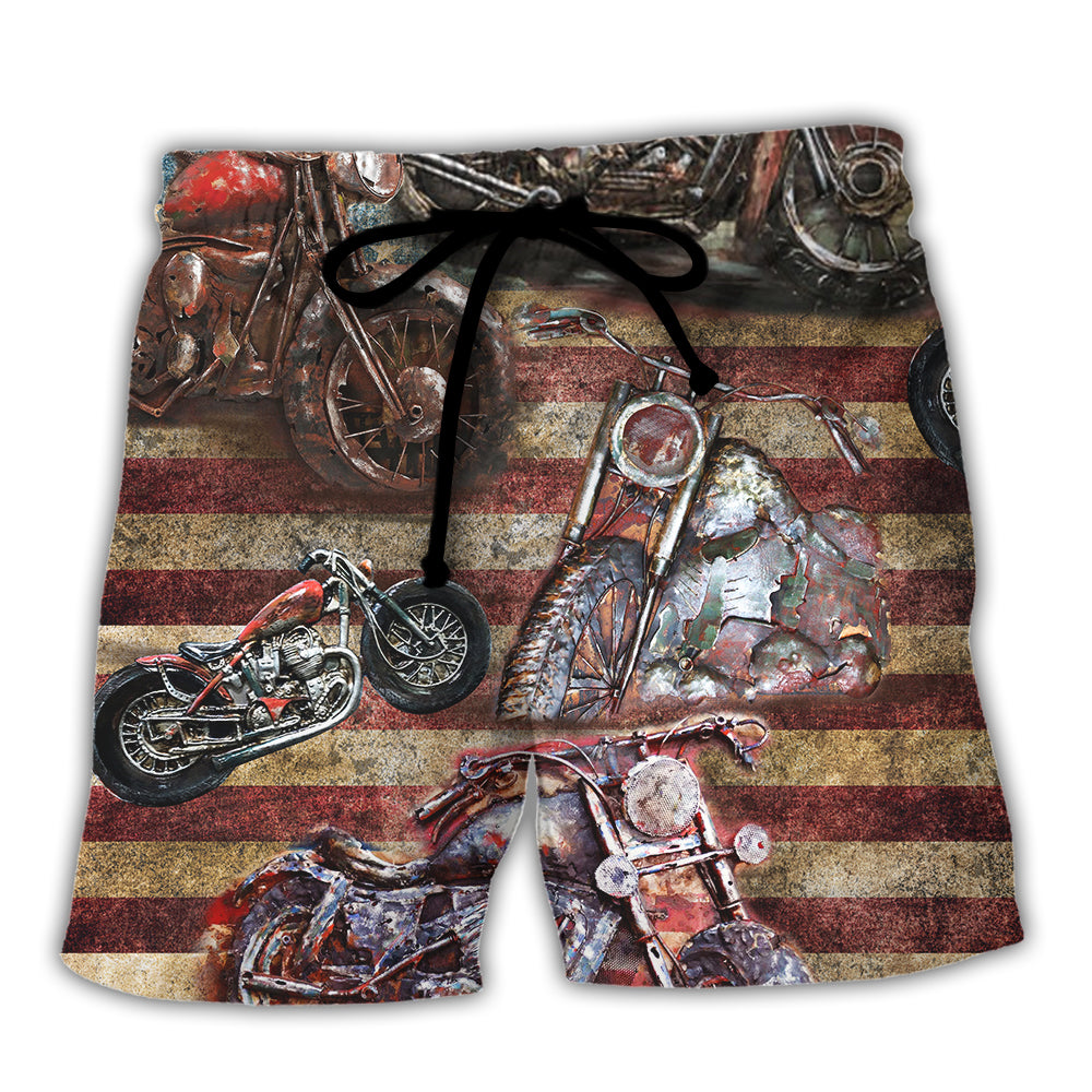 Motorcycle No Plans No Maps America - Beach Short - Owls Matrix LTD