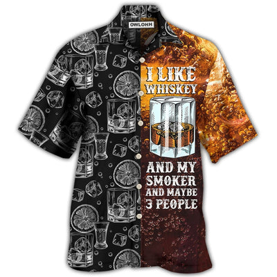 Hawaiian Shirt / Adults / S Wine Whiskey I Like Whiskey And My Smoker - Hawaiian Shirt - Owls Matrix LTD