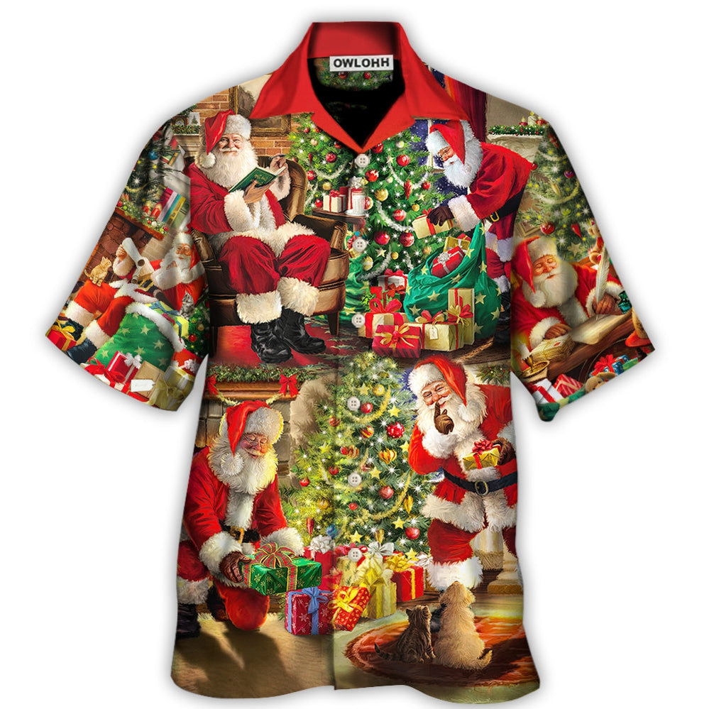 Hawaiian Shirt / Adults / S Christmas Santa Claus Story Gift For Xmas Painting Style - Hawaiian Shirt - Owls Matrix LTD