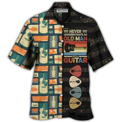 Hawaiian Shirt / Adults / S Guitar Never Underestmate An Old Man With A Guitar - Hawaiian Shirt - Owls Matrix LTD