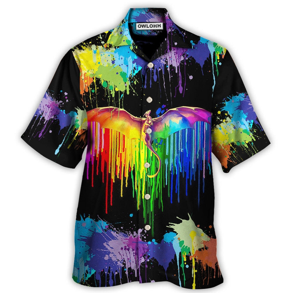 Hawaiian Shirt / Adults / S LGBT Pride Dragon The Color Of Happiness - Hawaiian Shirt - Owls Matrix LTD